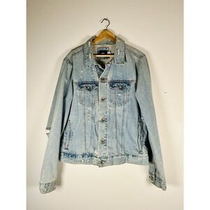 BDG Men's Jean Jacket Denim Distressed Light Wash URBAN OUTFITTERS Size Large